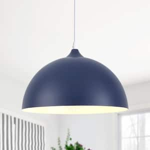 Danialah 1-Light Blue Industrial Farmhouse Single Pendant Light with Metal Dome Shade for Kitchen Island Dinning Room