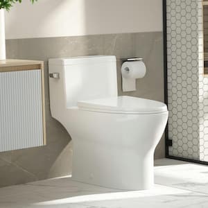 DeerValley Concord 12 in. Rough in Size 1-Piece 1.28 GPF Single Flush Elongated Toilet in White Seat Included