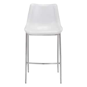 29.9 in. White Low Back Metal Bar Chair with Upholstery Seat Set of 2