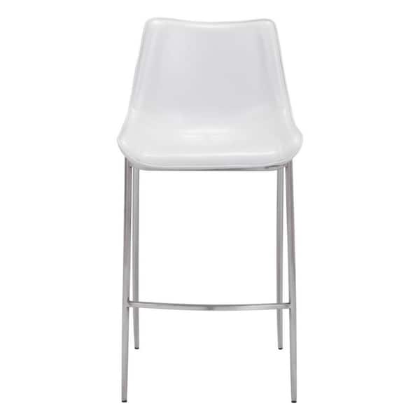 HomeRoots 29.9 in. White Low Back Metal Bar Chair with Upholstery Seat Set of 2
