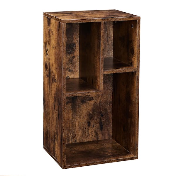 VECELO 9.5 In.W Brown Simple Home 3-Tier Adjustable Shelf Bookcase