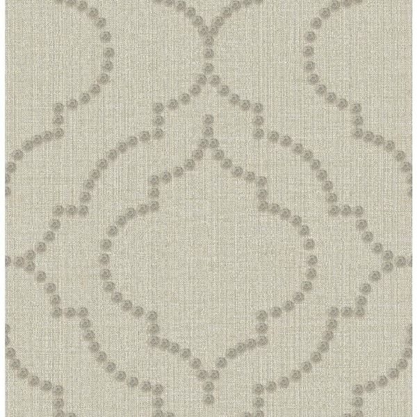 Chesapeake Chelsea Taupe Quatrefoil Taupe Wallpaper Sample