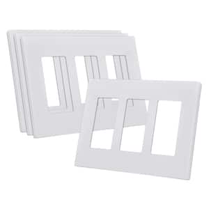 3-Gang Gloss White Screwless Decorator/Rocker Light Switch Cover, Plastic Wall Plate Standard Size (4-Pack)