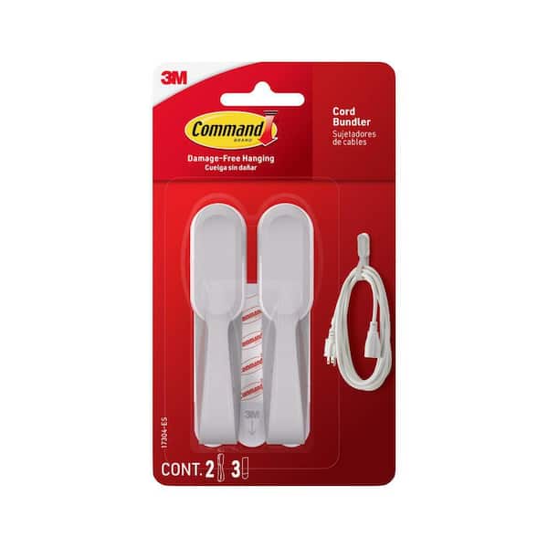 Cord Bundlers, Gray, Damage Free Organizing, 2 Cord Bundlers and 3 Command Strips