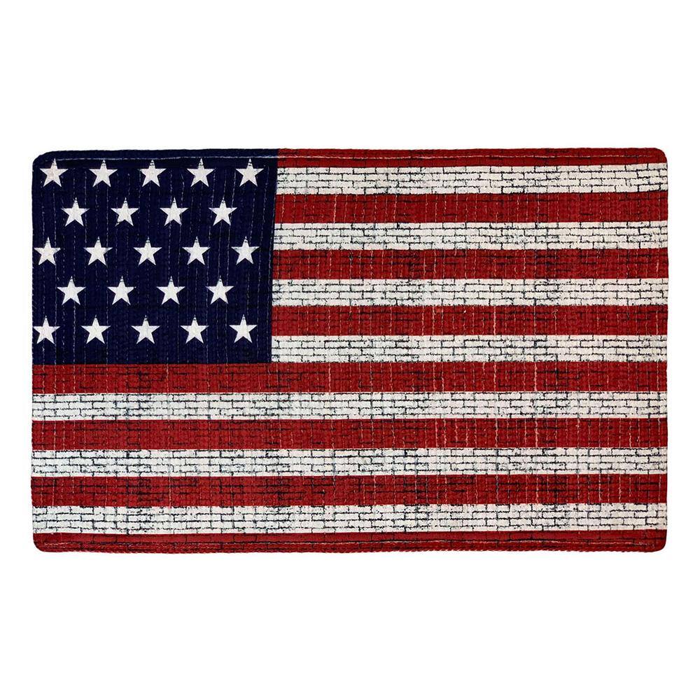 Americana Flag Print Stain Resistant, Red White And Blue Area Rugs