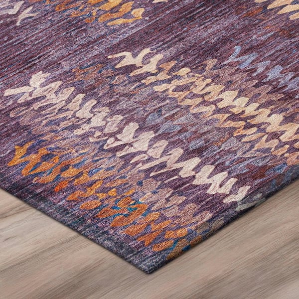Chantille Machine Washable Indoor/Outdoor Abstract ACN2892 Eggplant 2 ft. x 7 ft. Runner Rug