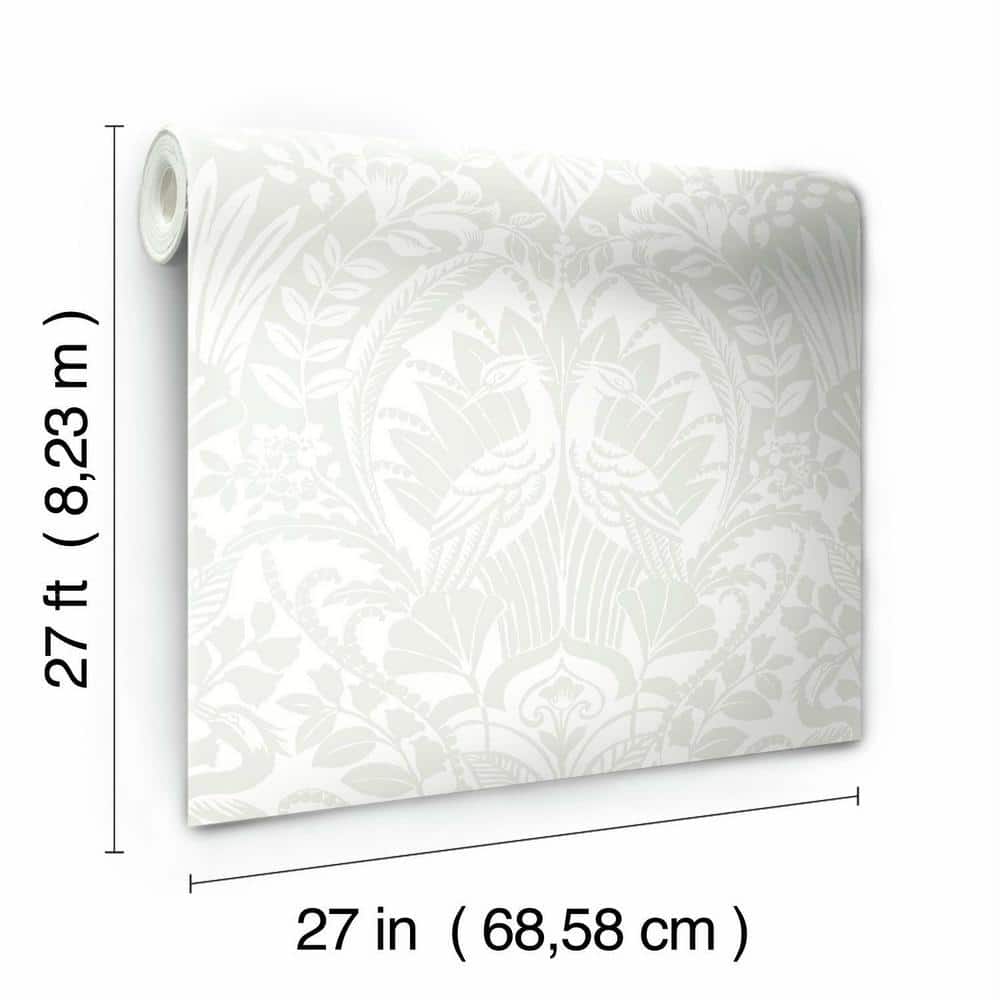 White and Cream Damask Pre-pasted Washable Wallpaper