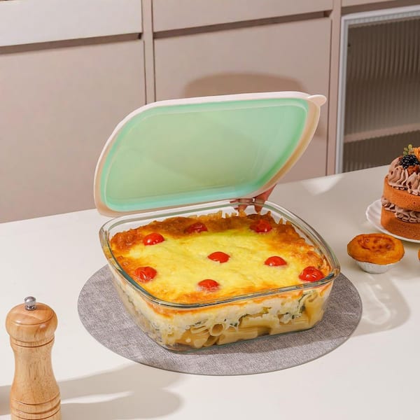 1-Piece 9 in. x 9 in. Mint Green Casserole Carrier Set, Glass Baking Dish with BPA Free Lids, Square Baking Pan