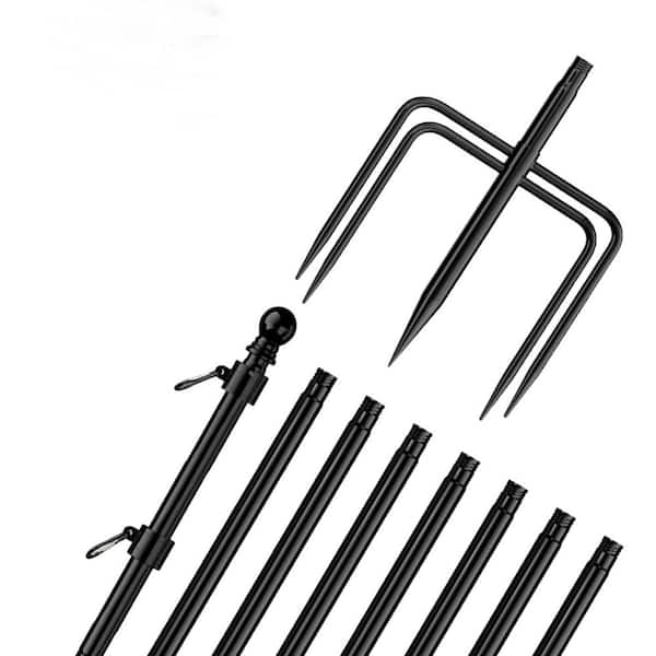 10 ft. Metal Flagpole in Ground with 5-Pronges Base, Thick Flag Pole Kit for Yard Outdoor Garden Decor, Without Flag