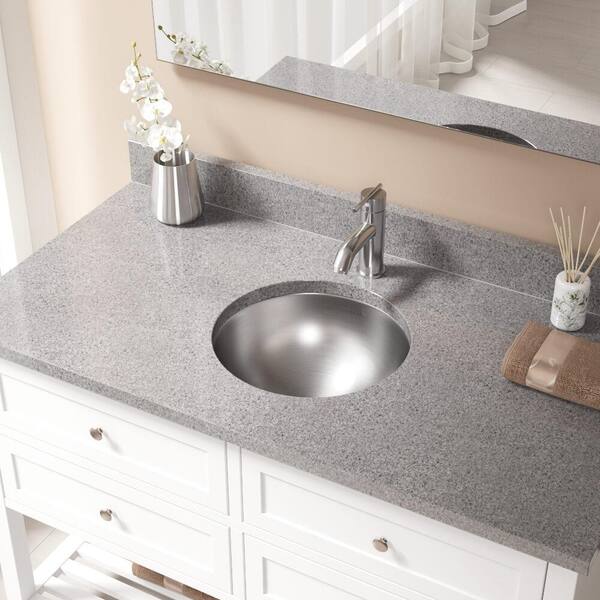 MR Direct Tri-Mount Bathroom Sink in Stainless Steel with Pop-Up Drain in Chrome