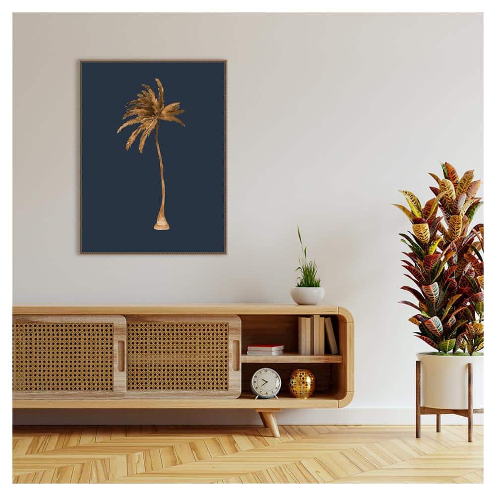 Golden Palm Beaded Bronze Framed Canvas Wall Art, 32" x 42"
