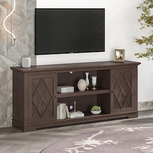 70 in. Farmhouse Style Brown TV Stand Fits TVs Up To 78 in. with Open Shelves