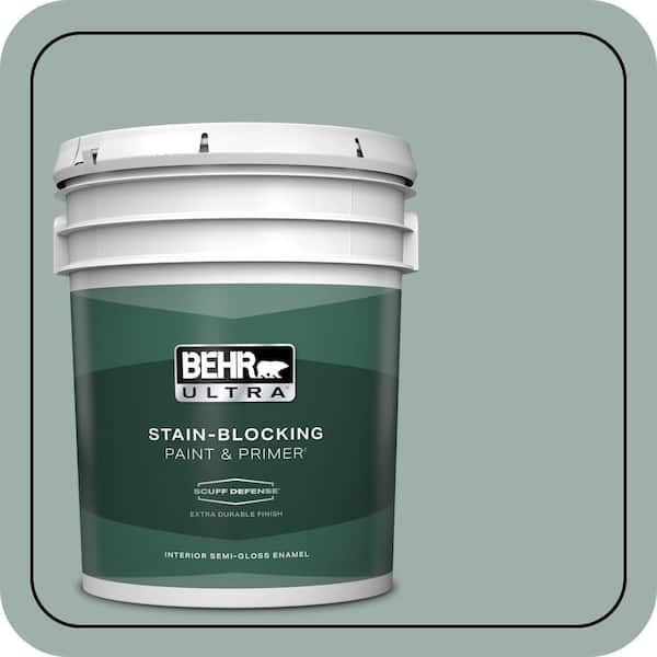 BEHR ULTRA 5 gal. #490F-4 Gray Morning Extra Durable Semi-Gloss Enamel Interior Paint & Primer