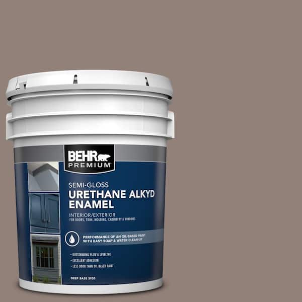 BEHR PREMIUM 5 gal. #BNC-22 Chocolate Chiffon Urethane Alkyd Semi-Gloss Enamel Interior/Exterior Paint
