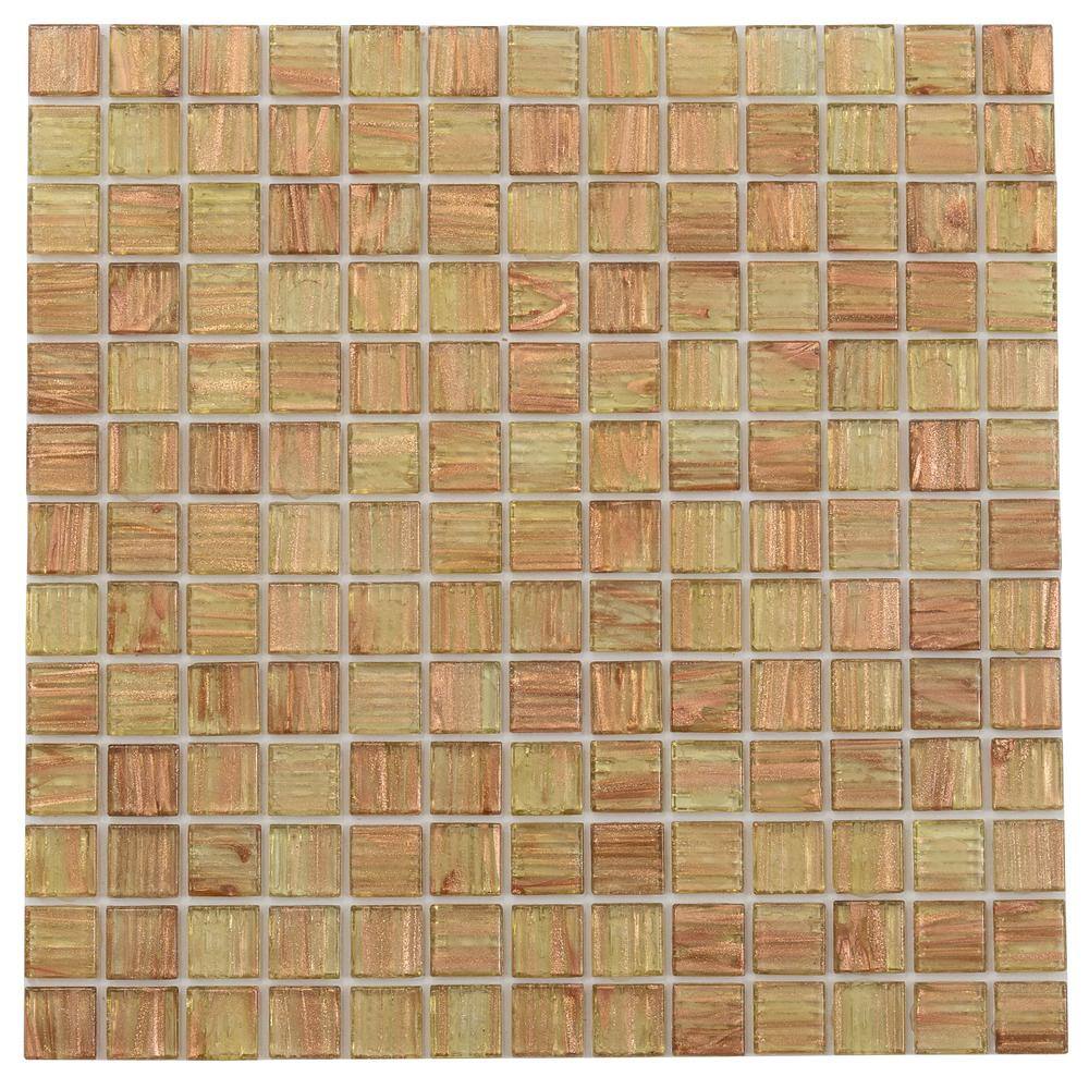 Tortilla Brown Iridescent Glass Mosaic Wall and Floor Tile