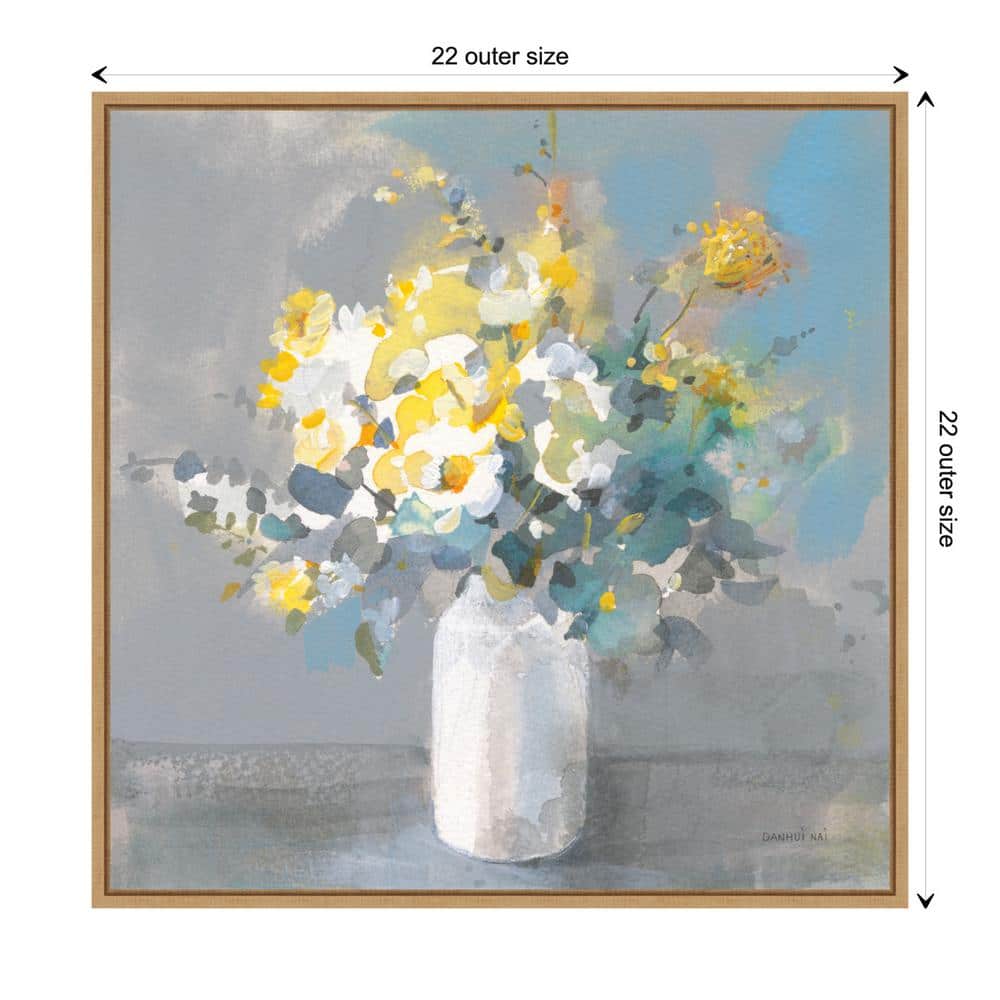 Touch of Spring I White Vase Canvas Art with Maple Frame