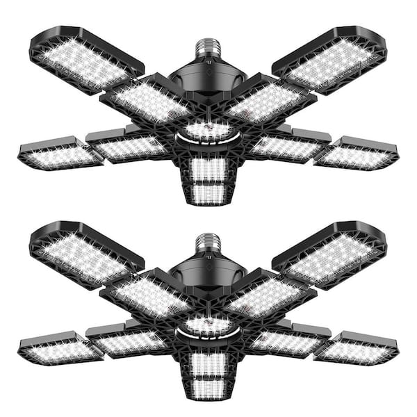 5-Leaf LED Garage Light, 51W High-Brightness Deformable Fixture, 5673LM 6500K Daylight, E26 Base, Adjustable Panels