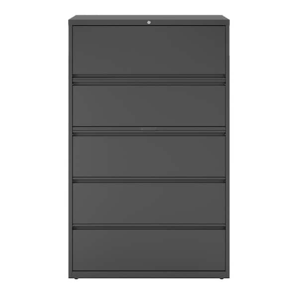 Hirsh 42 in. W 5-Drawer Charcoal Metal Lateral File Cabinet for Home and Office, Holds Letter, Legal and A4 Hanging Folders