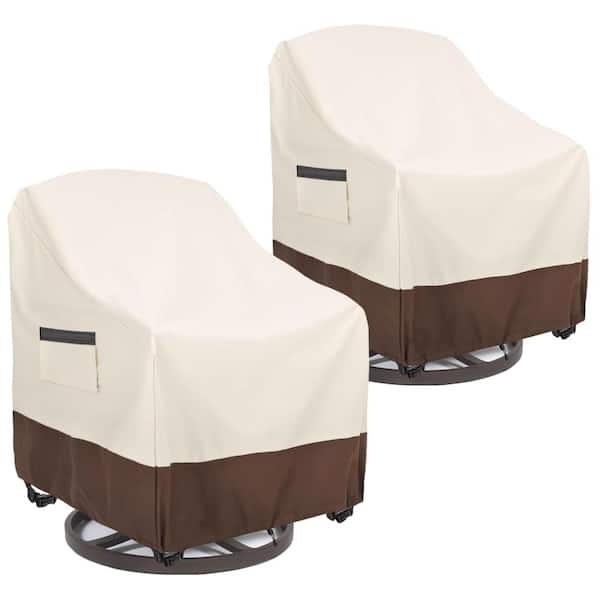 Outdoor Swivel Chair Covers Waterproof 2 Pack, Heavy Duty Patio Furniture Cover, 33"W x 35"D x 36"H, Beige & Brown