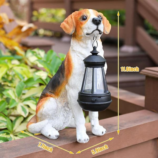 Solar Dog Statue Outdoor Decor-Beagle Dog Statue With Solar Lights