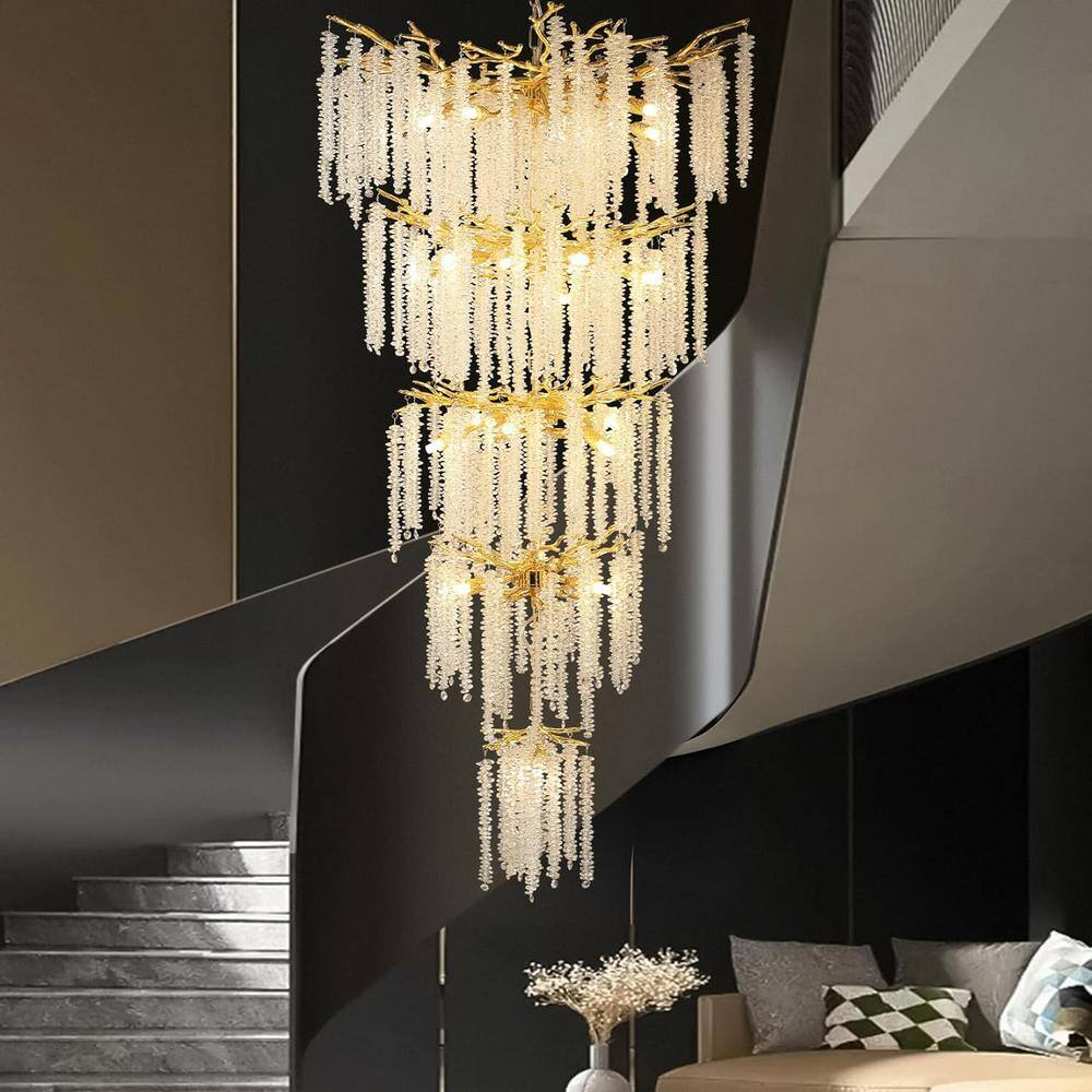 YUYI 28-Lights Silver Luxury Crystal Chandelier for Dining Room, Living ...