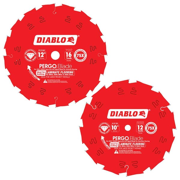 DIABLO 10 in. x 12-Tooth and 12 in. x 16-Tooth (PCD) Laminate Flooring PERGOBlade Circular Saw Blades (2-Blades)
