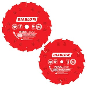 10 in. x 12-Tooth and 12 in. x 16-Tooth (PCD) Laminate Flooring PERGOBlade Circular Saw Blades (2-Blades)