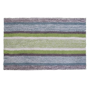 20 in. x 32 in. Multi Color Stiped Bath Rug