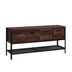 Briarbrook 64.016 in. Barrel Oak Computer Desk Office Credenza with Doors and File Drawers