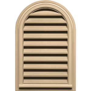 22 in. x 32 in. Round Top Plastic Built-in Screen Gable Louver Vent #045 Sandstone Maple