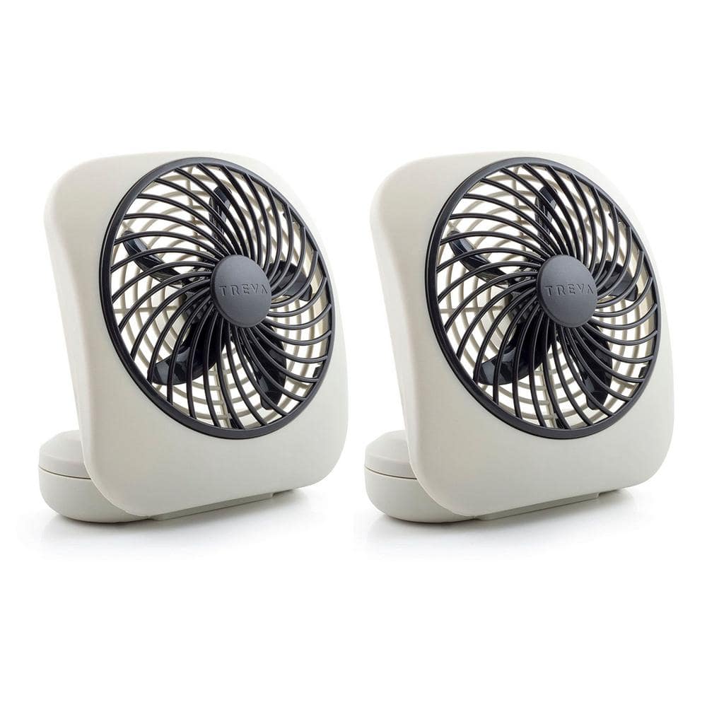 Treva 5 In 2 Speed Battery Powered Desk Fan Grey 2 Pack Fd05004trg The Home Depot