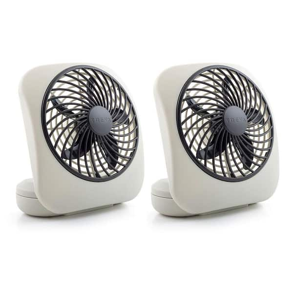 TREVA 5 in. 2-Speed Battery Powered Desk Fan Grey (2-Pack)