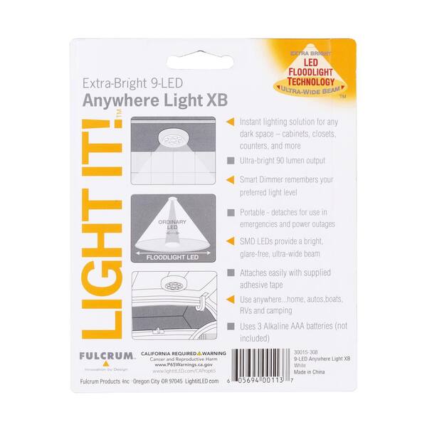 Fulcrum 30015-303 9 LED Anywhere Tap Light Black for sale online 