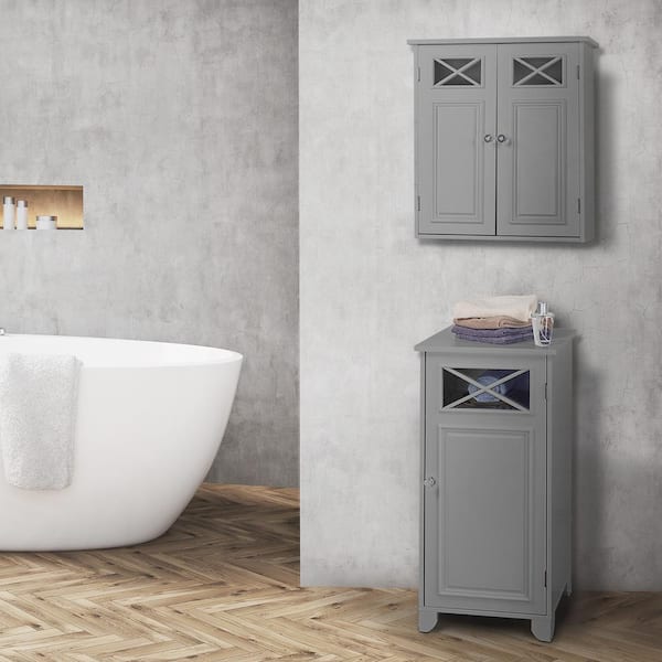 Teamson Home Dawson 20-in x 24-in x 7-in Gray Bathroom Wall Cabinet