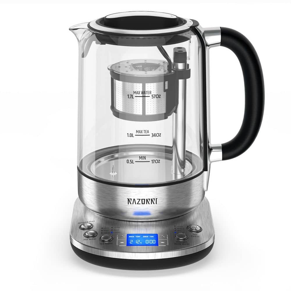 Razorri Electric Tea Maker 1.7L with Automatic Infuser for Tea Brewing, Presets for 5 Tea Types and 3 Brew Strengths - Stainless Steel