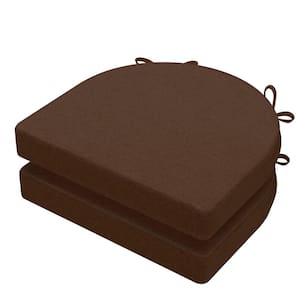 17 in. x 16 in. Indoor U-shape Strappy Non-slip Chair Seat Cushion for Multi-scenario Setups in Brown (2-Pack)