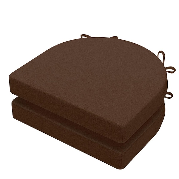AAAAAcessories 17 in. x 16 in. Indoor U-shape Strappy Non-slip Chair Seat Cushion for Multi-scenario Setups in Brown (2-Pack)