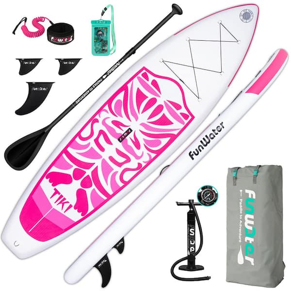 Wildaven 10.6 ft. 330 lbs. Capacity Inflatable Kayak in Pink with Waterproof Backpack, Paddle, Hand Pump and Fins