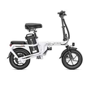14 in. Adults White Lightweight and Foldable Electric Bike