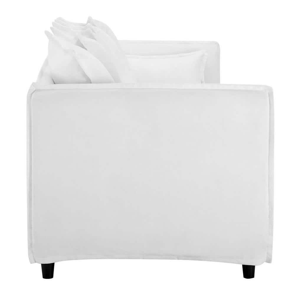 Avalon 75" White Slipcover Fabric Sofa with Dense Foam Padding