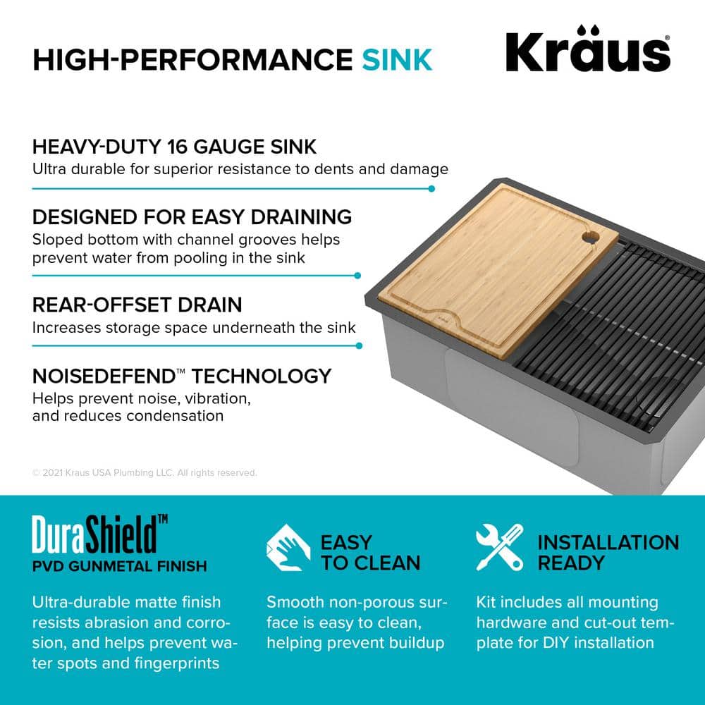 27-inch Black Stainless Steel Farmhouse Sink with Drainboard