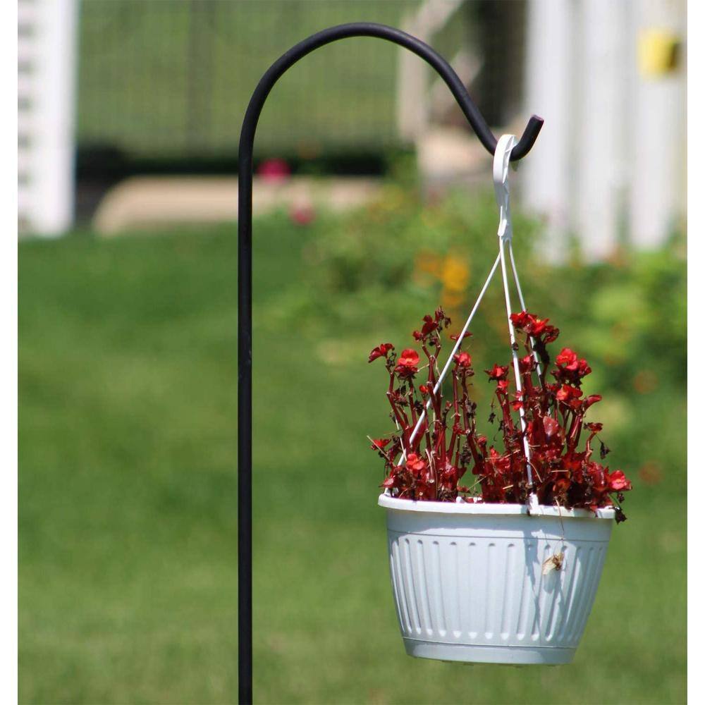 Ashman 92 Inch Black Metal Shepherd's Hook Garden Hangers (3 Pack)