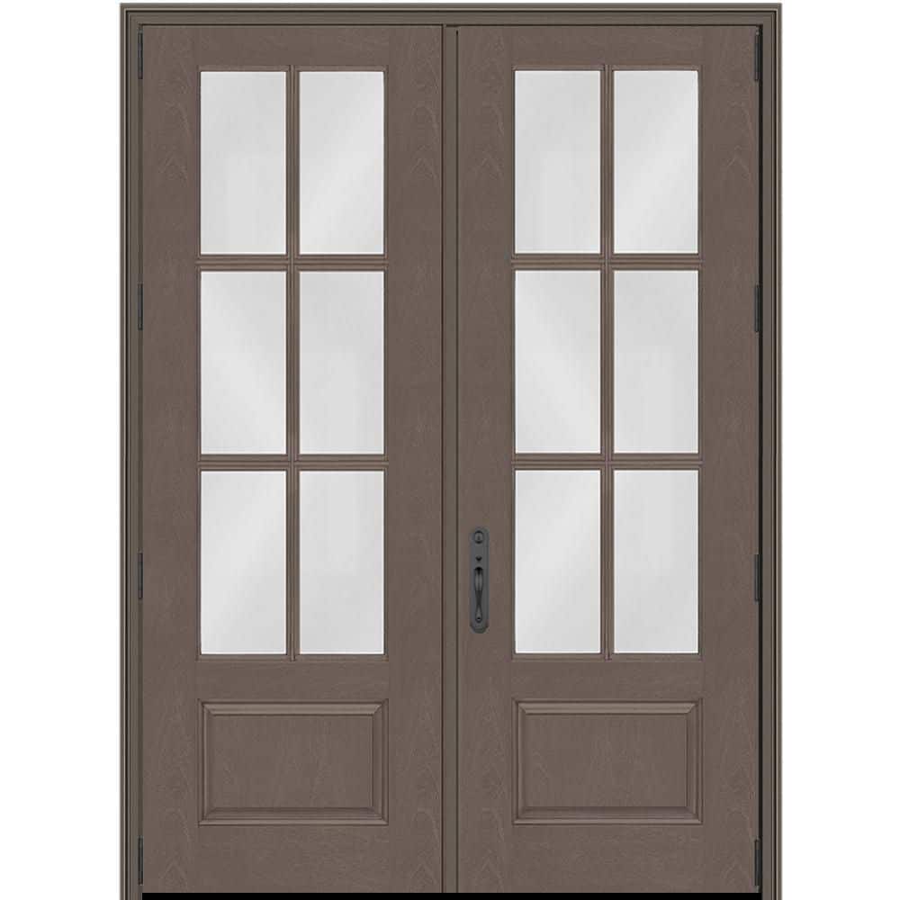 Regency 72 in. x 96 in. 3/4-6Lite Clear Glass LHOS Ashwood Stain Fiberglass Double Prehung Front Door w/8012 BLK Lockset price history on PriceWatchPro