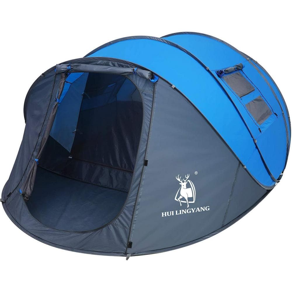ITOPFOX 6-Person 8.5 ft. x 12.5 ft. Blue Easy Pop Up Tent for Camping with  Automatic Set Up, Waterproof and Double Layer HDPH007OT173 - The Home Depot