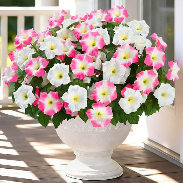 4 Bundles 15.7 in. Pink White Indoor/Outdoor Artificial Petunia