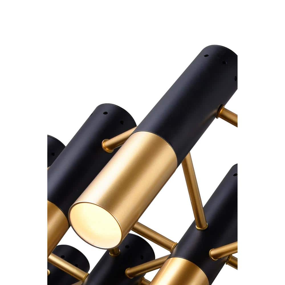 Elegant Anem 19-Light Matte Black and Satin Gold Crystal Chandelier
