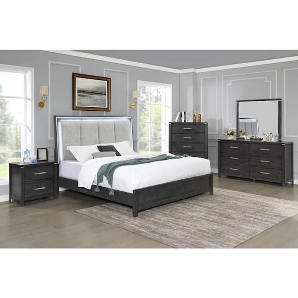 NEW CLASSIC HOME FURNISHINGS New Classic Furniture Odessa 5-Piece Charcoal California King Wood Bedroom Set (B/DR/MR/CH/NS)