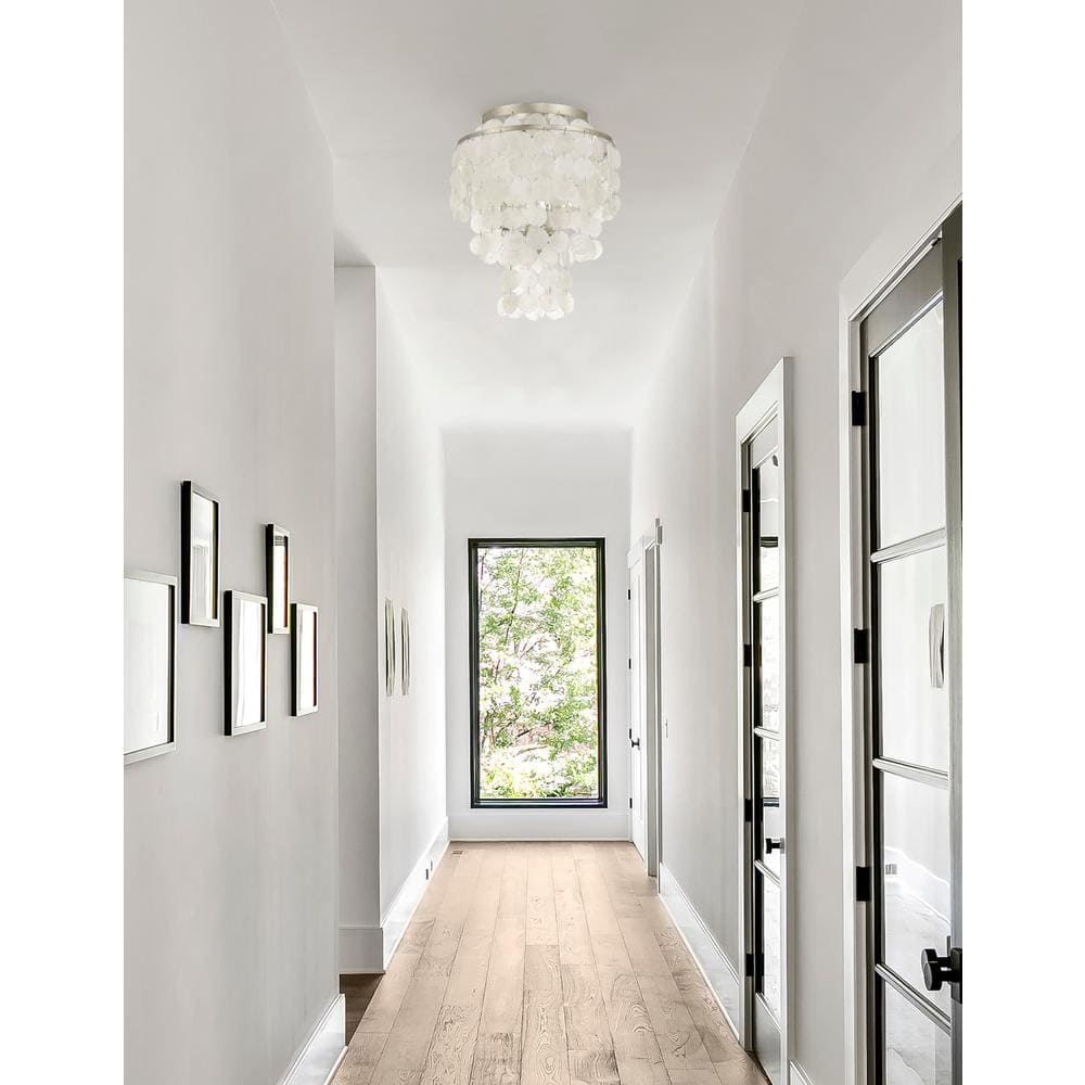 Brielle 3-Light Antique Silver Capiz Shell Ceiling Mount