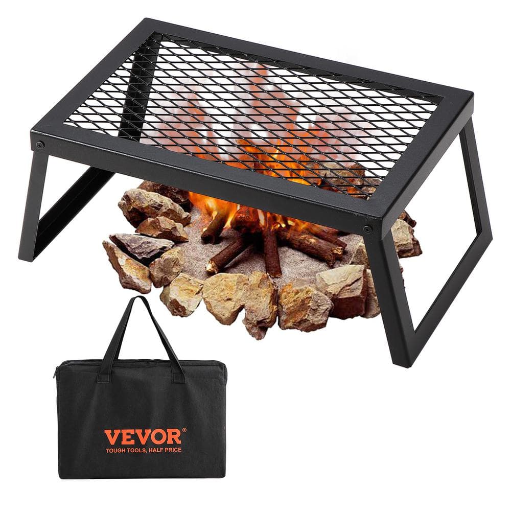 VEVOR Folding Campfire Grill, Heavy Duty Steel Mesh Grate, 18 in. Portable Camping Grates Over Fire Pit, Camp Fire Cooking