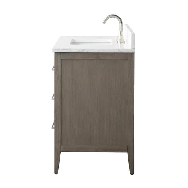 36 in. W x 22 in. D x 34 in. H Single Sink Bathroom Vanity Cabinet in Driftwood Gray with Engineered Marble Top